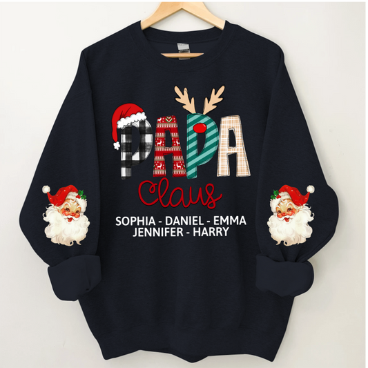 Lofaris Papa Claus Christmas Gift Custom Name Sweatshirt
