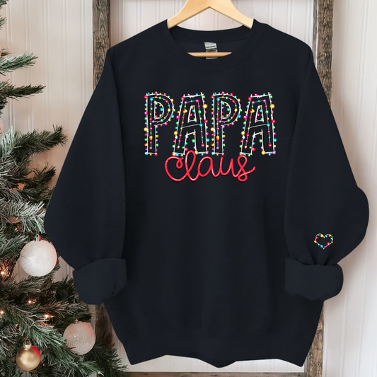 Lofaris Papa Claus Lights Merry Christmas Custom Sweatshirt