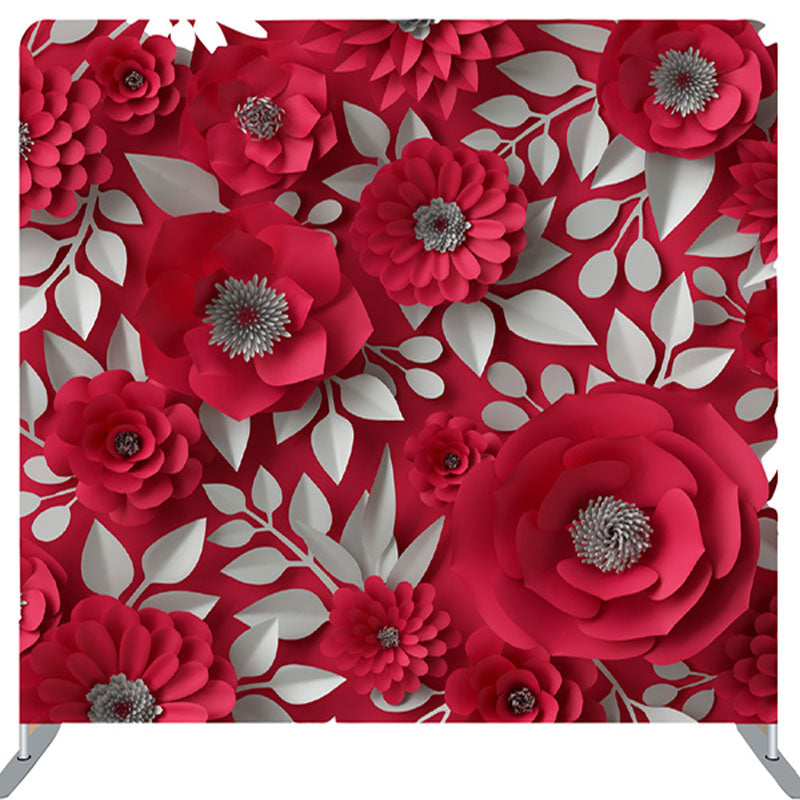 Lofaris Paper White Leaves Red Floral Backdrop For Party Decor