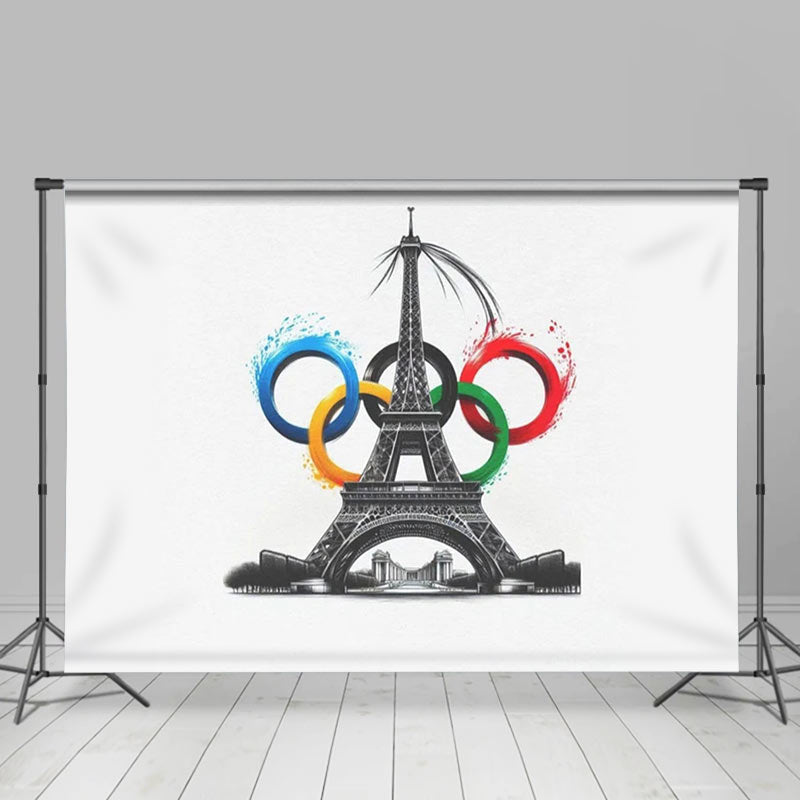 Lofaris Paris 2024 Eiffel Tower Sport Olympic Rings Backdrop