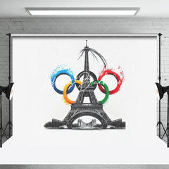 Lofaris Paris 2024 Eiffel Tower Sport Olympic Rings Backdrop