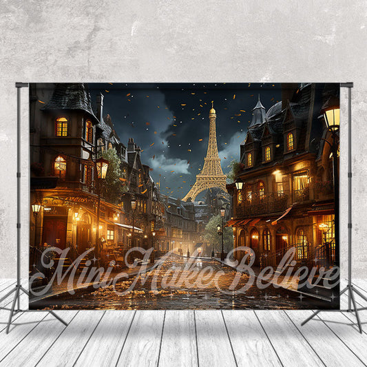 Lofaris Paris City Night View Street Backdrop Eiffel Tower