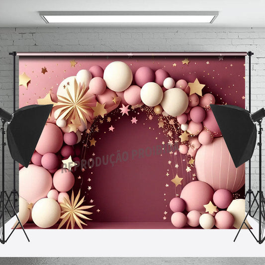 Lofaris Pastel Balloon Star Birthday Cake Smash Backdrop