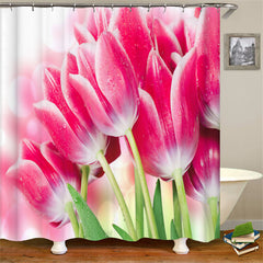 Lofaris Pastel Blooming Tulip Romantic Bathroom Curtain