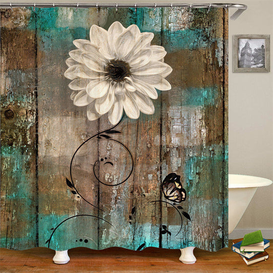 Lofaris Pastoral Bubble Grey Yellow Sunflower Shower Curtain