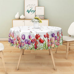 Lofaris Pastoral Colorful Flower Pattern Round Tablecloth