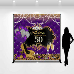 Lofaris Pearl Purple Leopard Custom 50th Birthday Backdrop