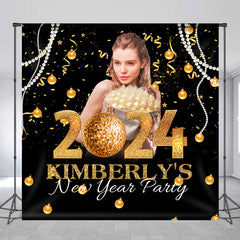 Lofaris Pearls Gold Ribbons Custom New Year Party Backdrop