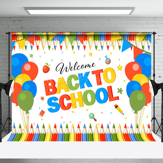Lofaris Pencil Balloon Welcome Back To School Party Backdrop