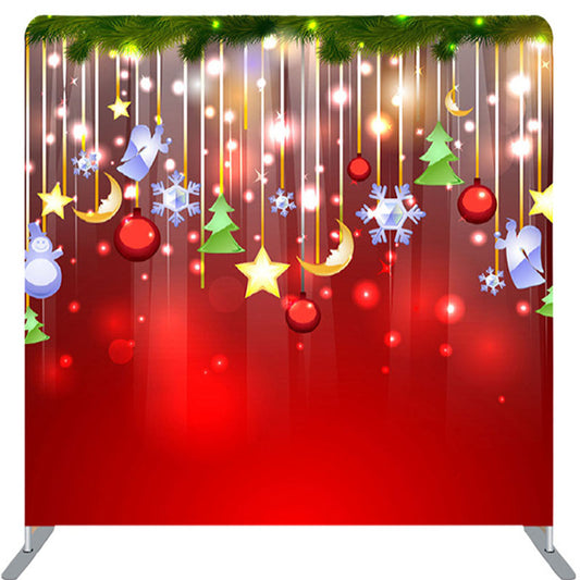 Lofaris Pendant Snowman Stars Bokeh Red Christmas Backdrop