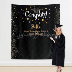 Lofaris Personalized 2022 Black Congrats Grad Backdrop Decor