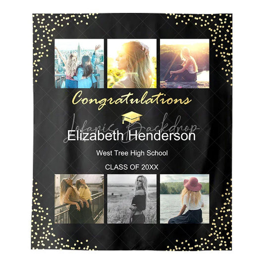 Lofaris Personalized College Graduation Backdrop Banner with Photos