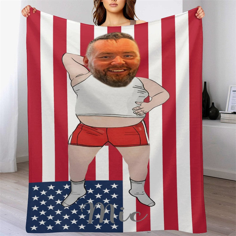 Lofaris Personalized American Flag Slovenly Man Face Blanket
