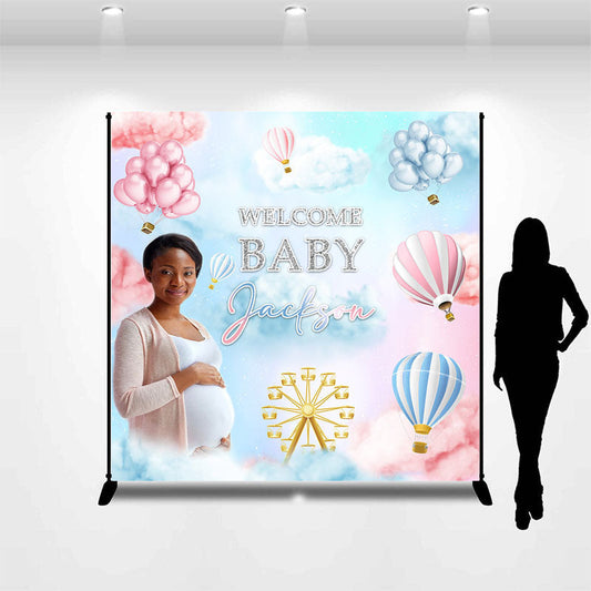 Lofaris Personalized Balloons Clouds Baby Shower Backdrop
