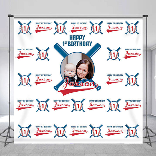 Lofaris Personalized Baseball Repeat 1St Birthday Backdrop