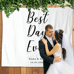 Lofaris Personalized Best Day Ever Wedding Backdrop with Names