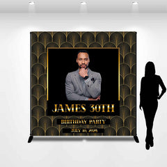 Lofaris Personalized Black Gold Birthday Backdrop For Men