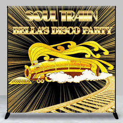 Lofaris Personalized Black Gold Soul Train Disco Party Backdrop