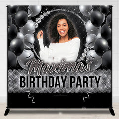 Lofaris Personalized Black Grey Birthday Backdrop With Photo