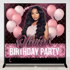 Lofaris Personalized Black Pink Birthday Backdrop With Photo