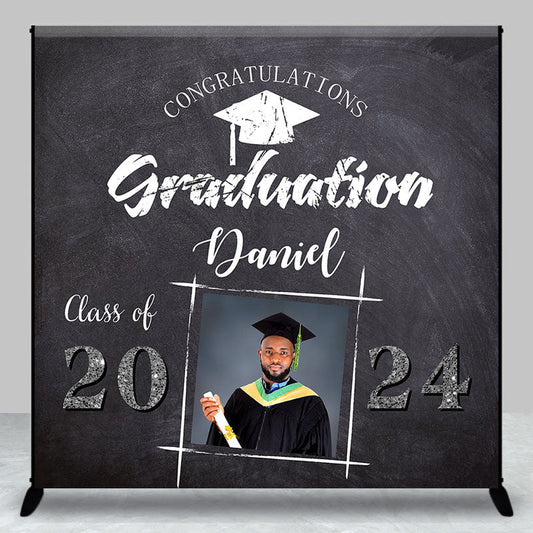Lofaris Personalized Blackboard Cap Graduation Backdrop