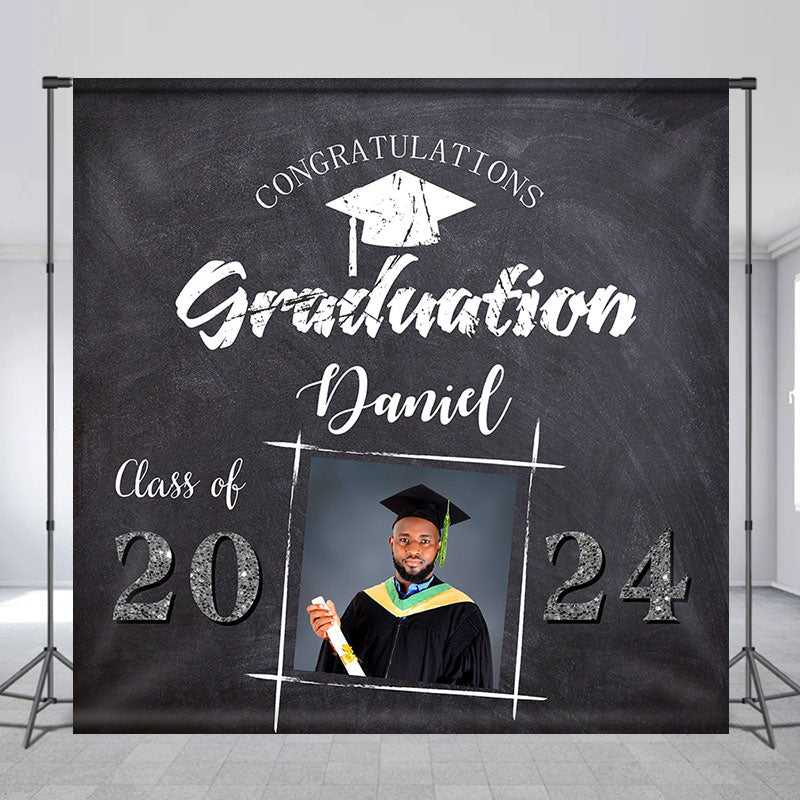 Lofaris Personalized Blackboard Cap Graduation Backdrop