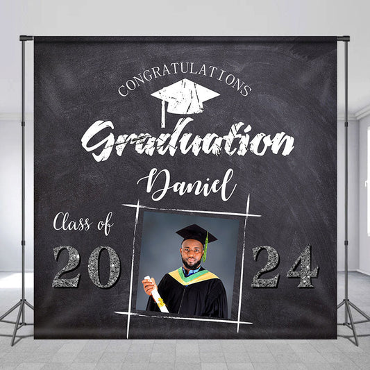 Lofaris Personalized Blackboard Cap Graduation Backdrop
