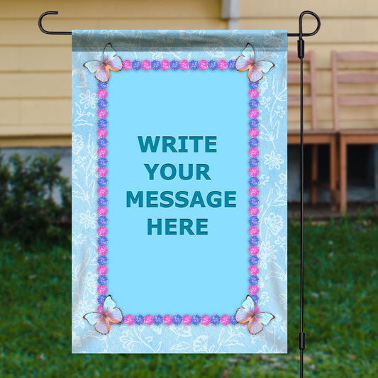 Lofaris Personalized Blue Butterfly Hydrangea Garden Flag