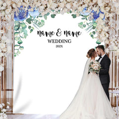 Lofaris Personalized Blue Floral Wedding Backdrop Decor Banner