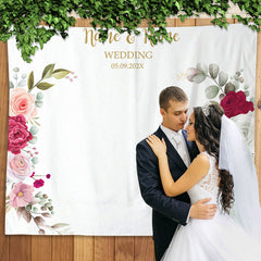 Lofaris Personalized Blush floral Wedding Backdrop Decor Banner