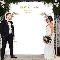 Lofaris Personalized Blush floral Wedding Backdrop Decor Banner