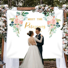 Lofaris Personalized Blush Floral Wedding Backdrop Decorations