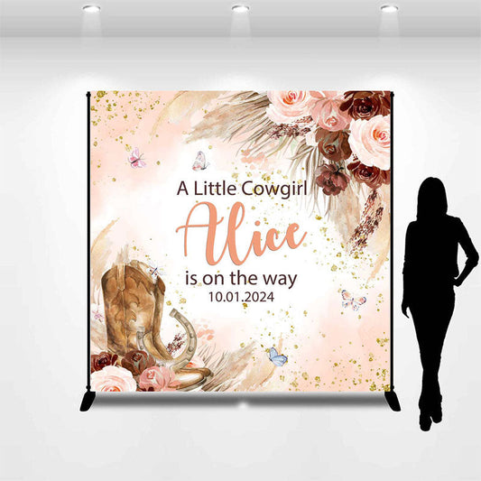 Lofaris Personalized Boho Floral Cowgirl Baby Shower Backdrop