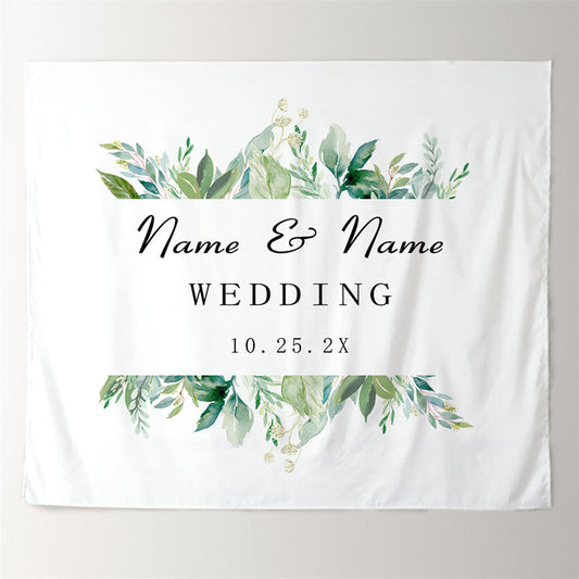 Lofaris Personalized Boho Greenery Wedding Backdrop Banner