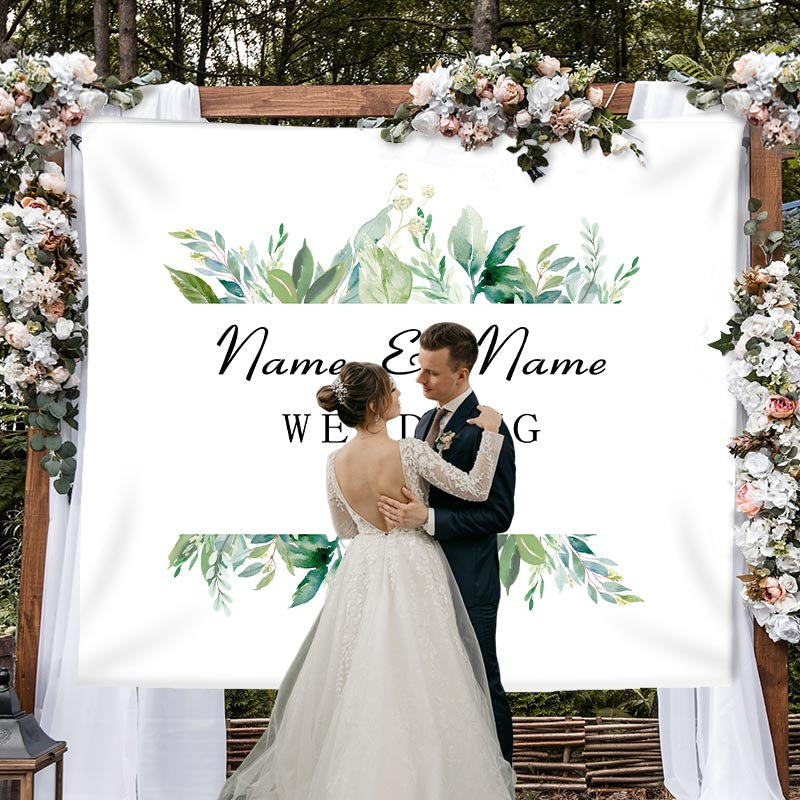 Lofaris Personalized Boho Greenery Wedding Backdrop Banner