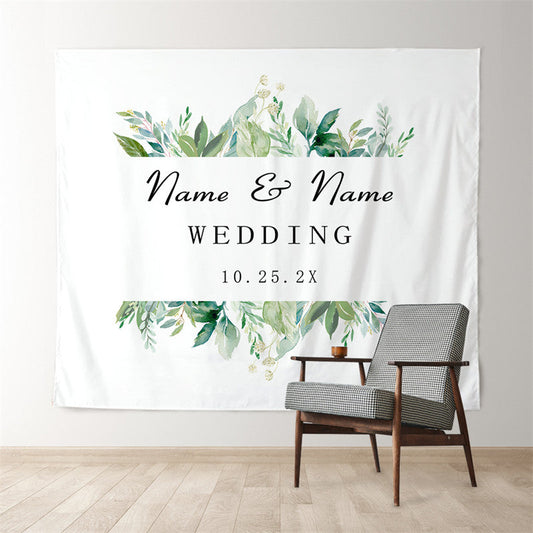 Lofaris Personalized Boho Greenery Wedding Backdrop Banner