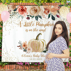 Lofaris Personalized Boho Pumpkin Baby Shower Backdrop Banner