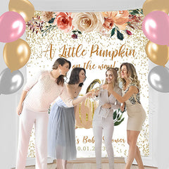 Lofaris Personalized Boho Pumpkin Baby Shower Backdrop Banner