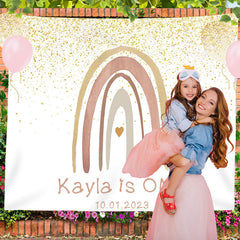 Lofaris Personalized Boho Rainbow Birthday Backdrop Banner