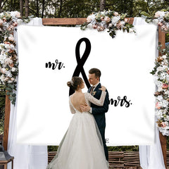 Lofaris Personalized Boho Wedding Backdrop White Quote