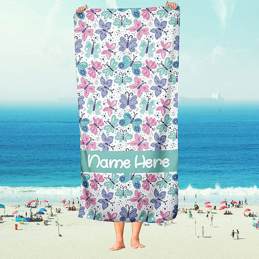 Lofaris Personalized Butterfly Travel Beach Towel For Girls