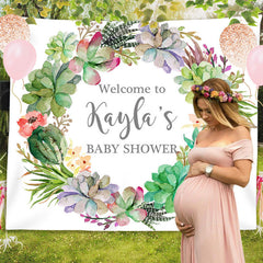 Lofaris Personalized Cactus Boho Baby Shower Backdrop Banner
