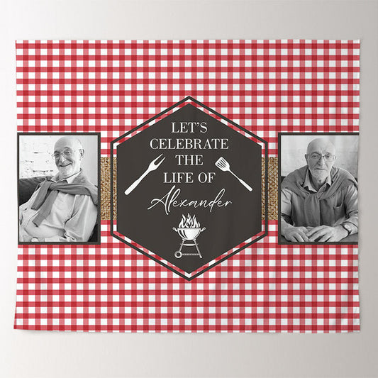 Lofaris Personalized Celebration of Life Red Plaid Backdrop