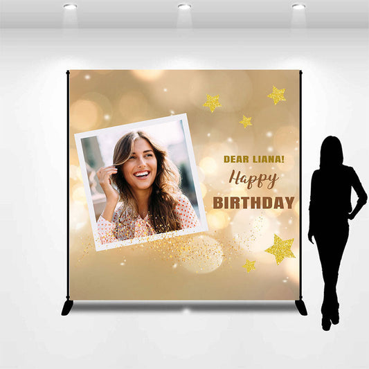 Lofaris Personalized Champagne Color Bokeh Photo Birthday Backdrop