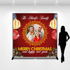 Lofaris Personalized Christmas Happy New Year Red Backdrop
