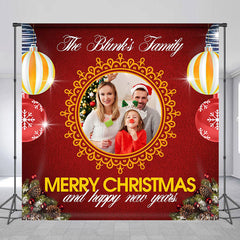 Lofaris Personalized Christmas Happy New Year Red Backdrop