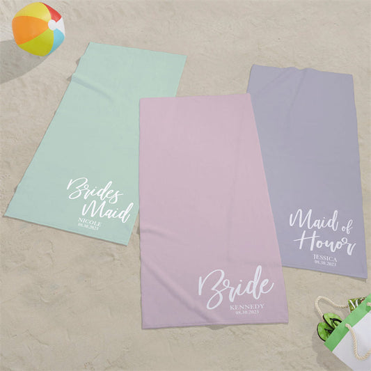 Lofaris Personalized Classic Elegance Wedding Party Beach Towel