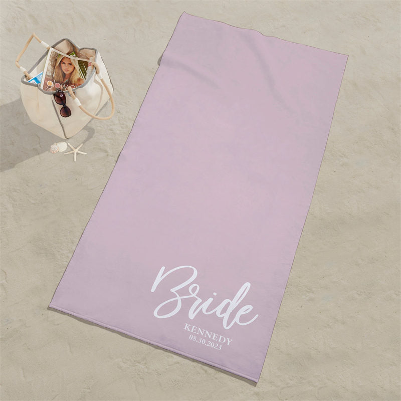 Lofaris Personalized Classic Elegance Wedding Party Beach Towel