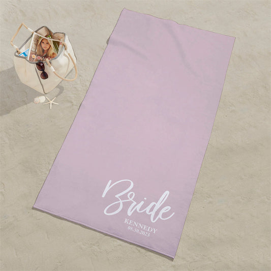 Lofaris Personalized Classic Elegance Wedding Party Beach Towel