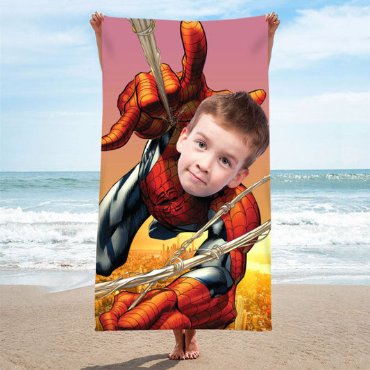Lofaris Personalized Climbing Spiderman Red Beach Towel